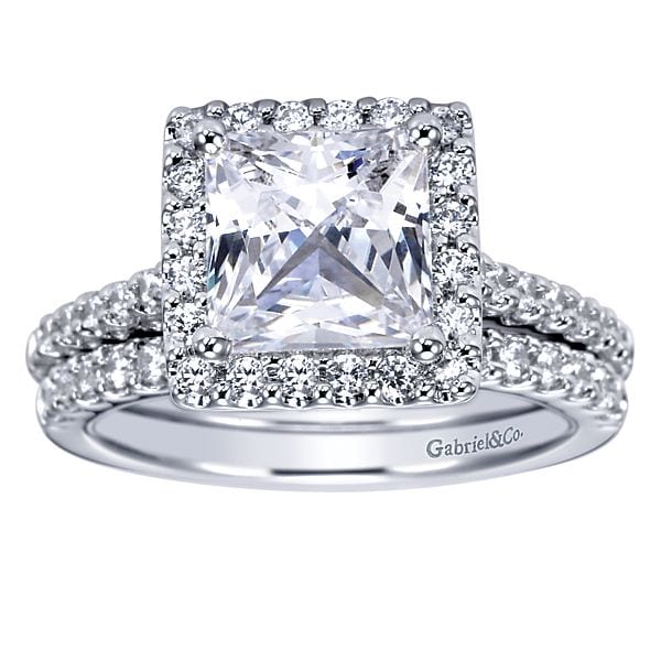 14kt Square Diamond Halo Princess Cut Diamond Engagement Ring Mounting ...