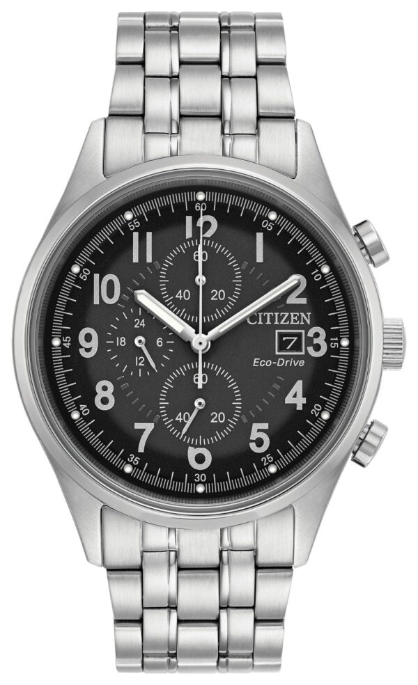 citizen eco drive mens chronograph black face watch CA0620-59H