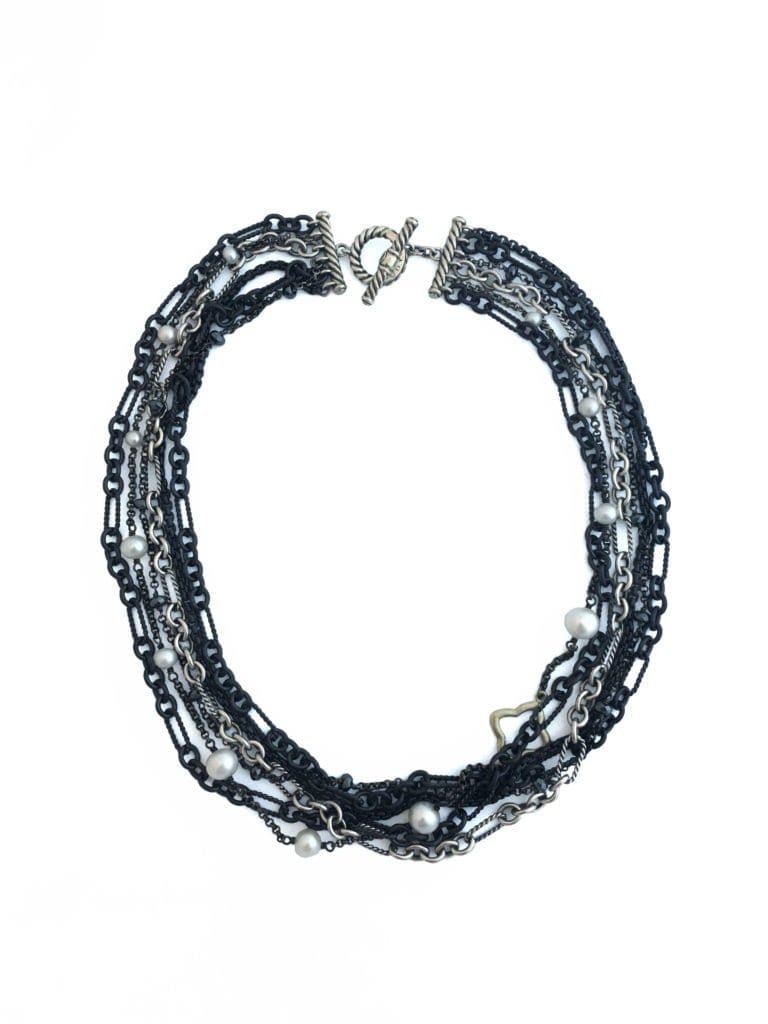 Estate David Yurman Midnight Pearl Mixed Chain Hematite Silver Necklace