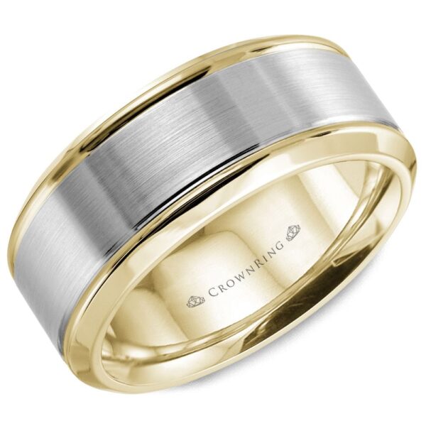 14kt 8mm Two Tone Mens Wedding Band