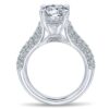 cathedral style pave set diamond engagement ring