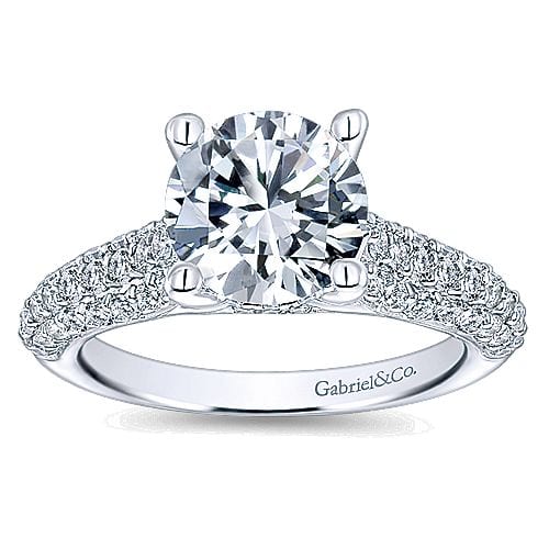 14kt pave set diamond engagement ring