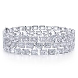 24633-triple row round brilliant cut & straight baguette diamond bracelet Gabriel-14K-White-Gold-Fashion-Bangle_BG4329-65W44JJ-1