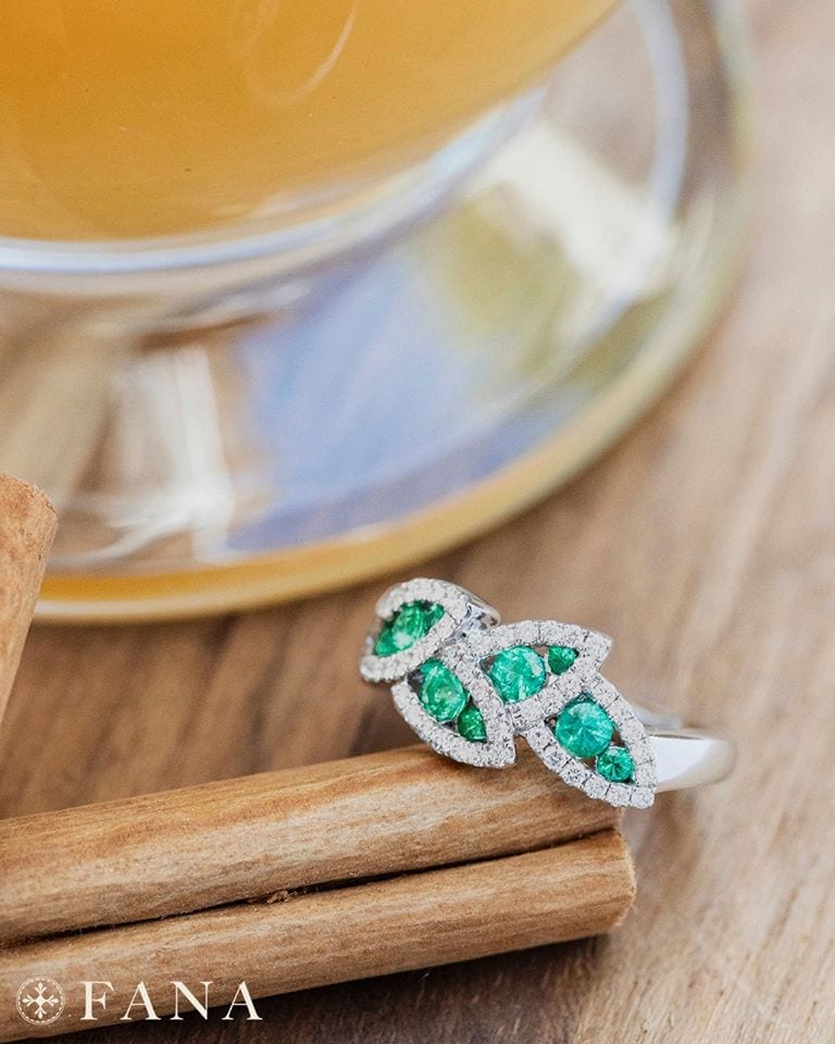Fana emerald & diamond leaf collection