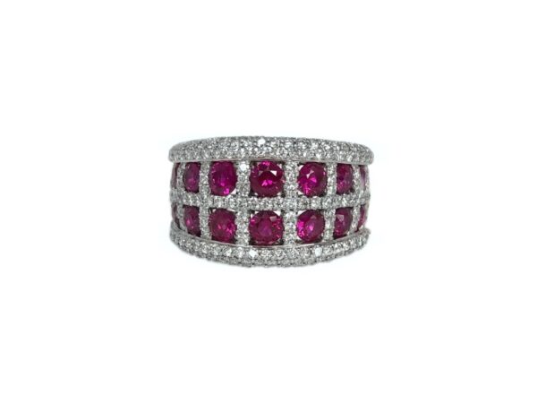 24577 r1541r/wg 14kt white gold ruby 1.99 ctw & dia 1.37 ctw grid band