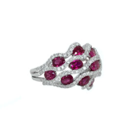 8524 -18kt white gold ruby 2.49ctw & dia .84ctw ring