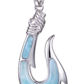 sterling silver larimar hook pendant