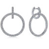 linked double circle diamond dangle earrings