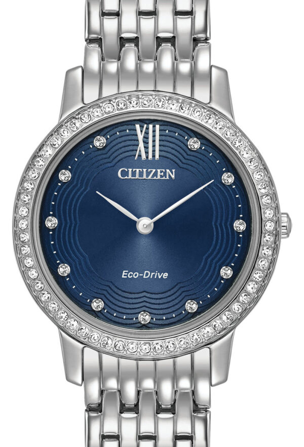 citizen eco drive ladies stainless with crystal bezel