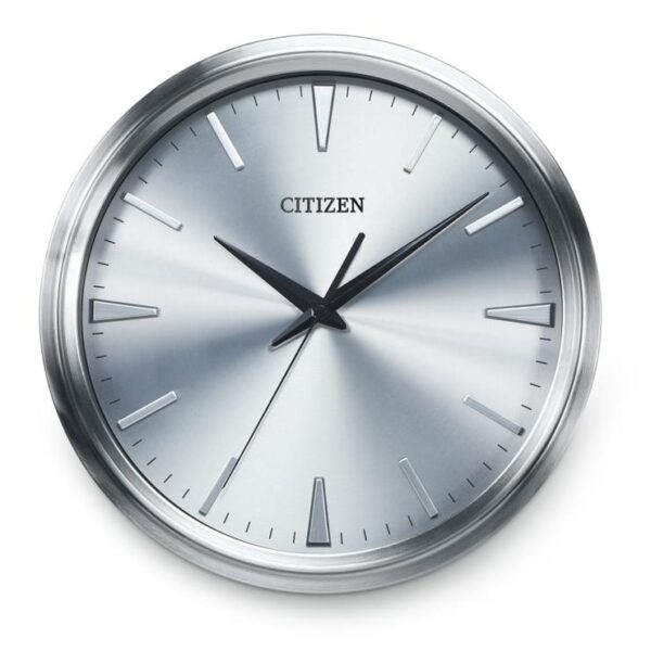 citizen wall clock silver face & black hands