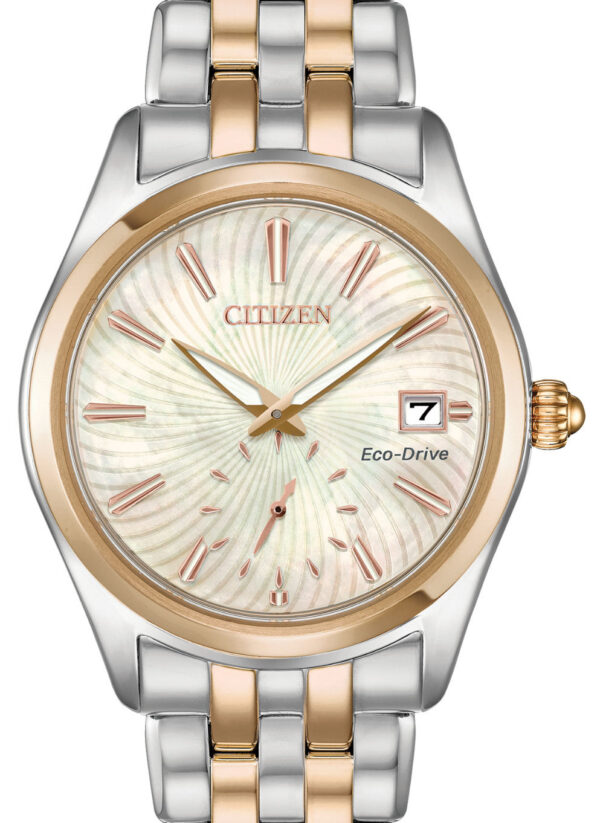 citizen eco drive ladies two tone with date