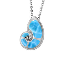 larimar nautilus shell pendant