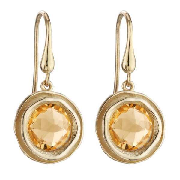 textured bezel set citrine dangle earrings