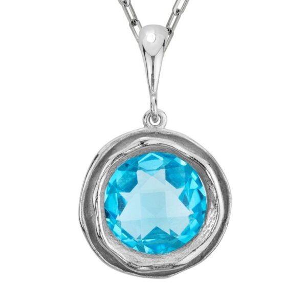textured bezel set blue topaz necklace