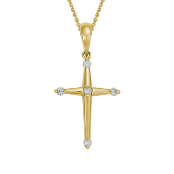 yellow gold diamond cross necklace