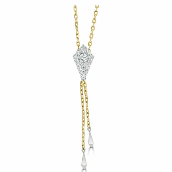 14kt kite shape diamond lariat necklace