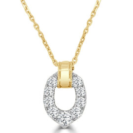 14kt two tone diamond necklace teardrop shape