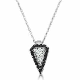 14kt black & white daggar shape diamond necklace