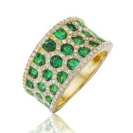 multi row emerald & diamond band