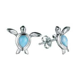 sterling silver Larimar Honu turtle earrings