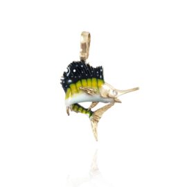 enameled jumping sailfish pendant