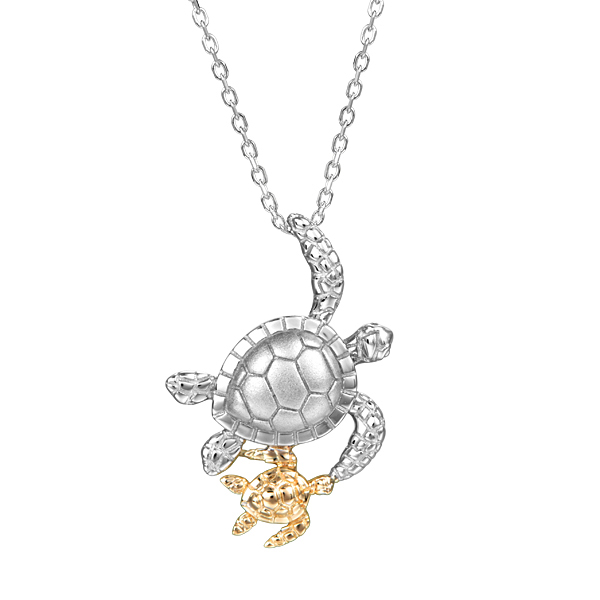 mom and baby turtle pendant