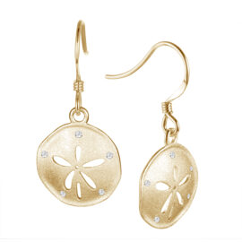 yellow gold diamond sand dollar earrings