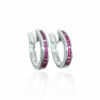 23089 14kt white gold princess cut ruby .68ctw channel set hoop earrings ALT1