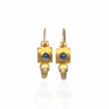 18755 18kt yellow gold cabachon sapphire & dia .01ctw earrings