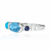 26126 side 14kt white gold cabachon bl tpz 1.10ct sapphire .10ct turquoise .23ct & diamond .21ctw ring