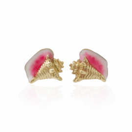 enamel small conch shell earrings