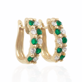 2 row emerald & diamond hoops