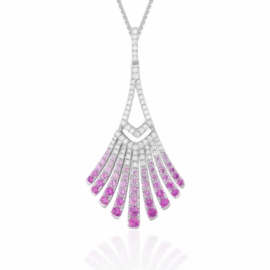 pink sapphire & diamond fan necklace