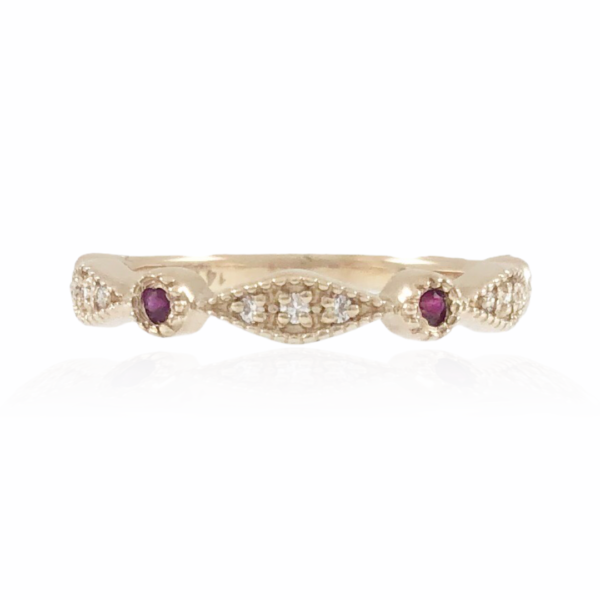 ruby & diamond milgrain band