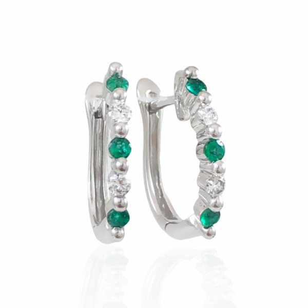 emerald & diamond hoops