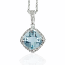 aquamarine & diamond pendant
