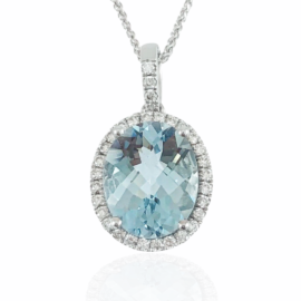 oval aquamarine & diamond pendant