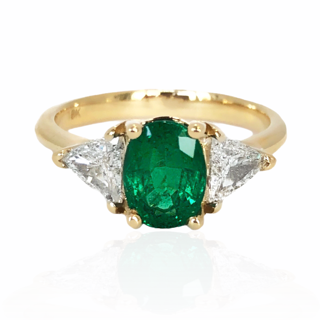 emerald & trillion cut diamond ring