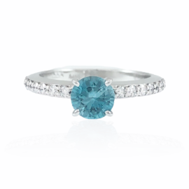 blue zircon & diamond ring