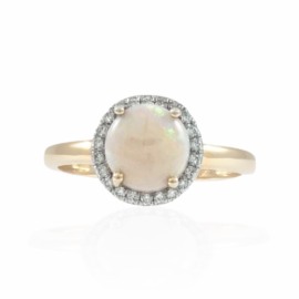 opal and diamond halo ring