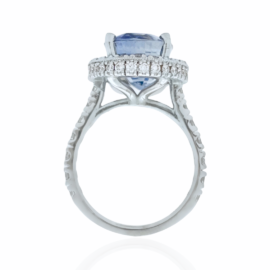 non-heated treated natural sapphire 9.68 carat & 1.62ctw diamond ring