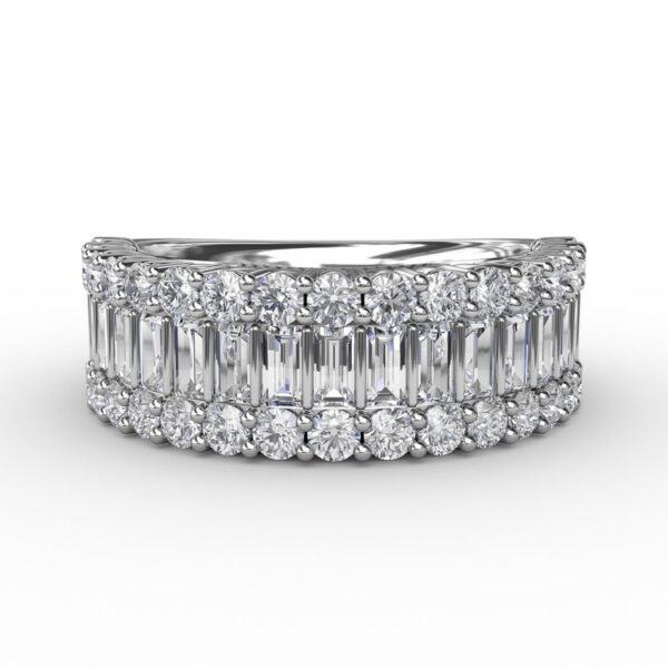 round & straight baguette band