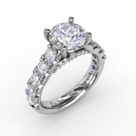 14KT WHITE 3CT ENG RING WITH DIA 1.12CTW