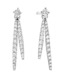 double spike diamond dangle earrings