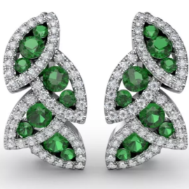 emerald & diamond leaf earrings