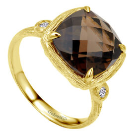 smoky quartz & diamond ring