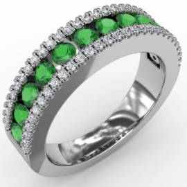 emerald & diamond 3 row band