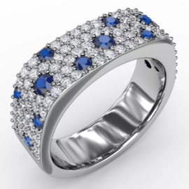 square top sapphire & diamond band