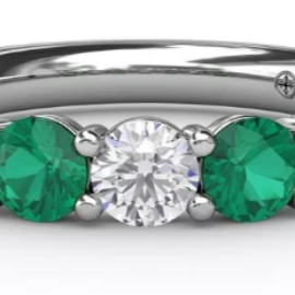 seven stone emerald & diamond band
