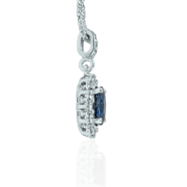 oval sapphire diamond halo pendant